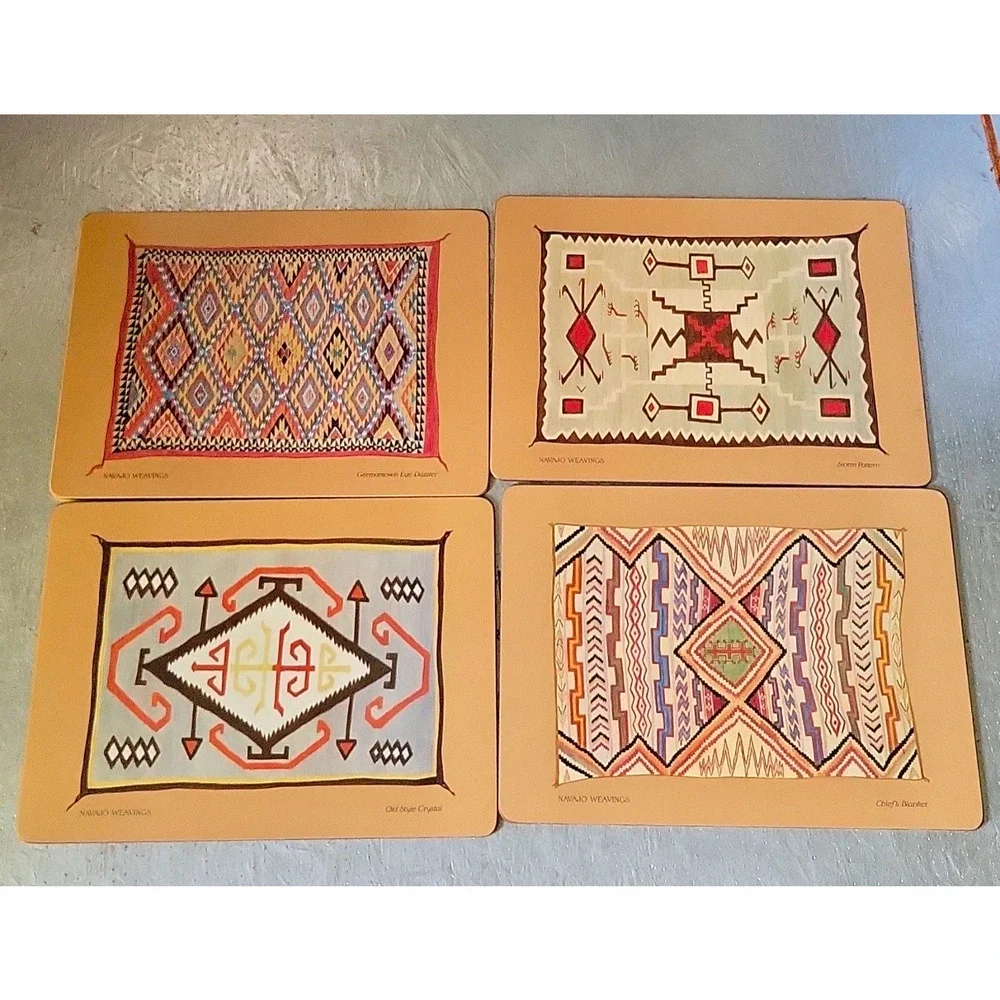 Vintage Pimpernel Navajo Weavings Placemats Set of 4 Cork Back Made in England